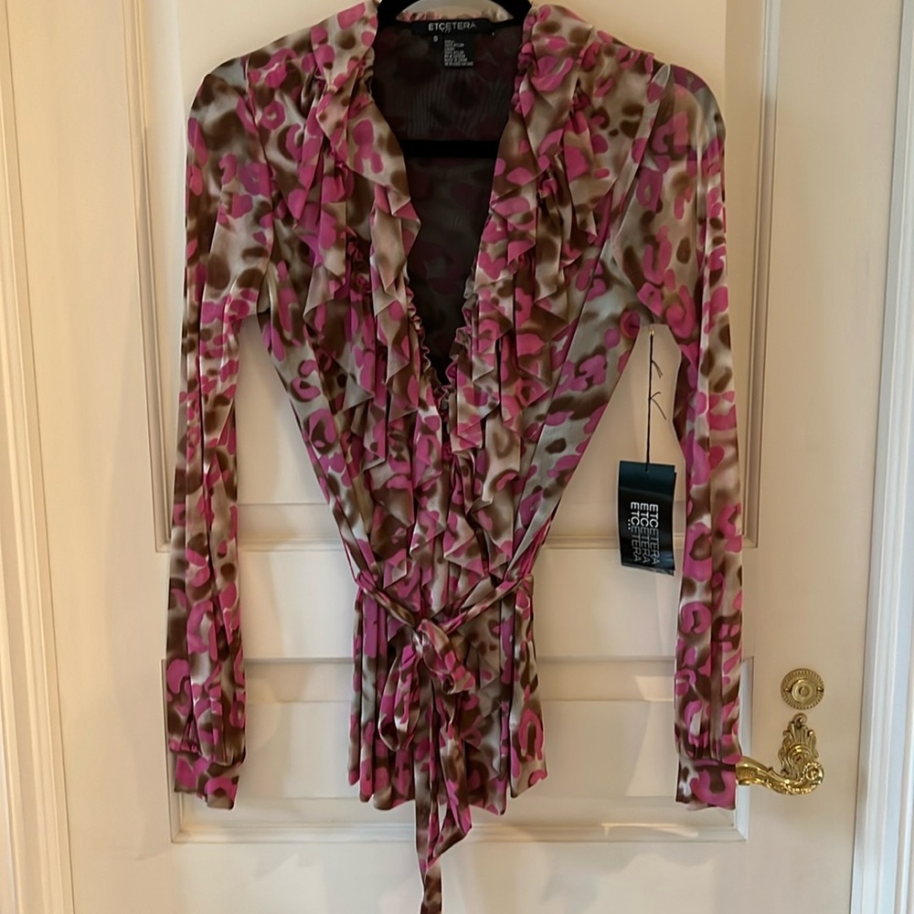 Pink & brown animal print blouse